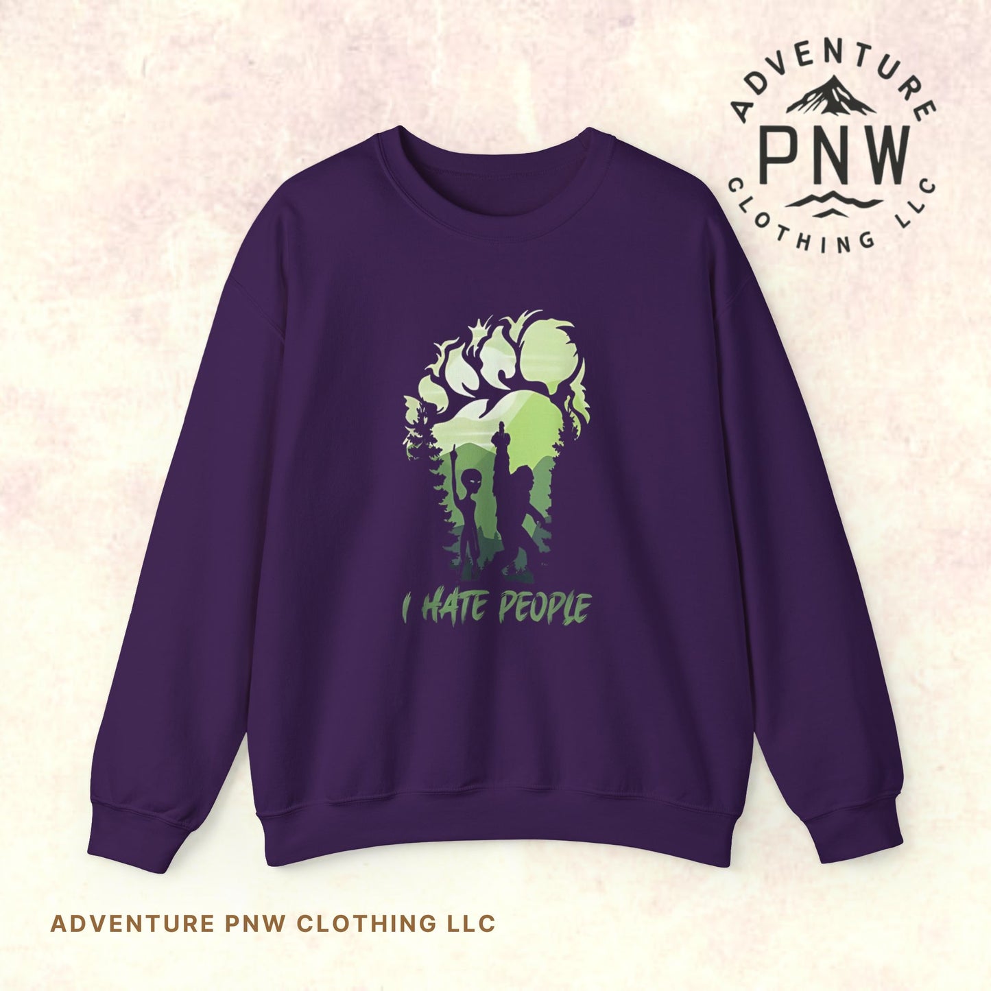 Funny Adventure Bigfoot & Alien “I Hate People” Sweatshirt