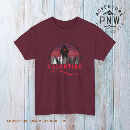 Bigfoot Is My Valentine Unisex Tee, Funny Cryptid Gift Shirt, V Day Tshirt, Valentines Day Gift