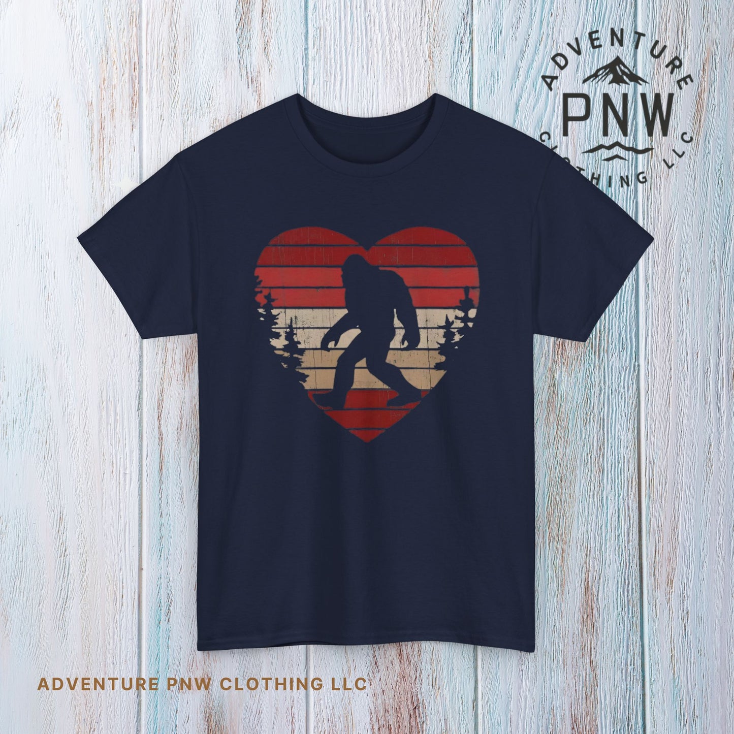 Bigfoot Heart Valentine Tee – Cute Adventure Sasquatch Shirt