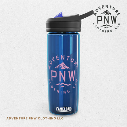 Personalized Pink Logo CamelBak Eddy® Water Bottle | Adventure PNW Mountain | 20oz & 25oz Durable Tritan™