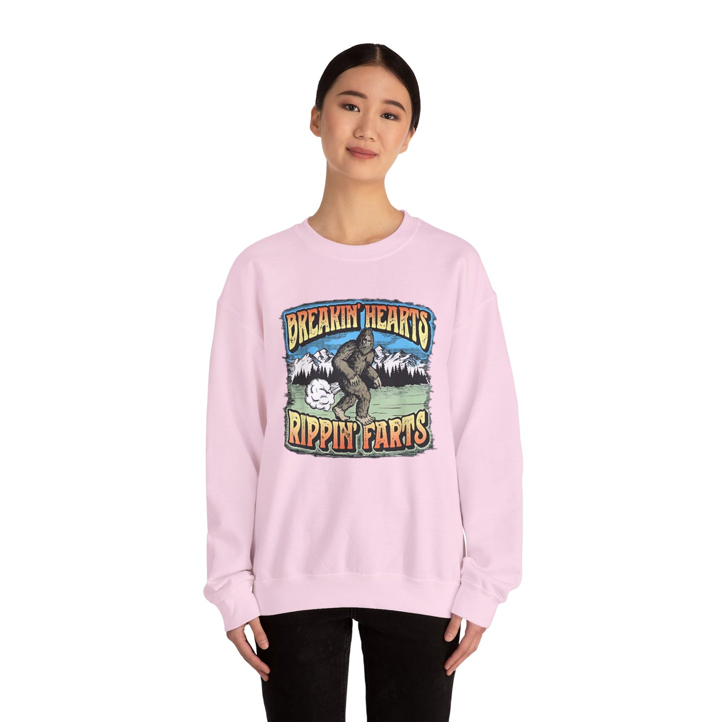 Adventure Breakin’ Hearts Rippin’ Farts Bigfoot 80s Sweatshirt