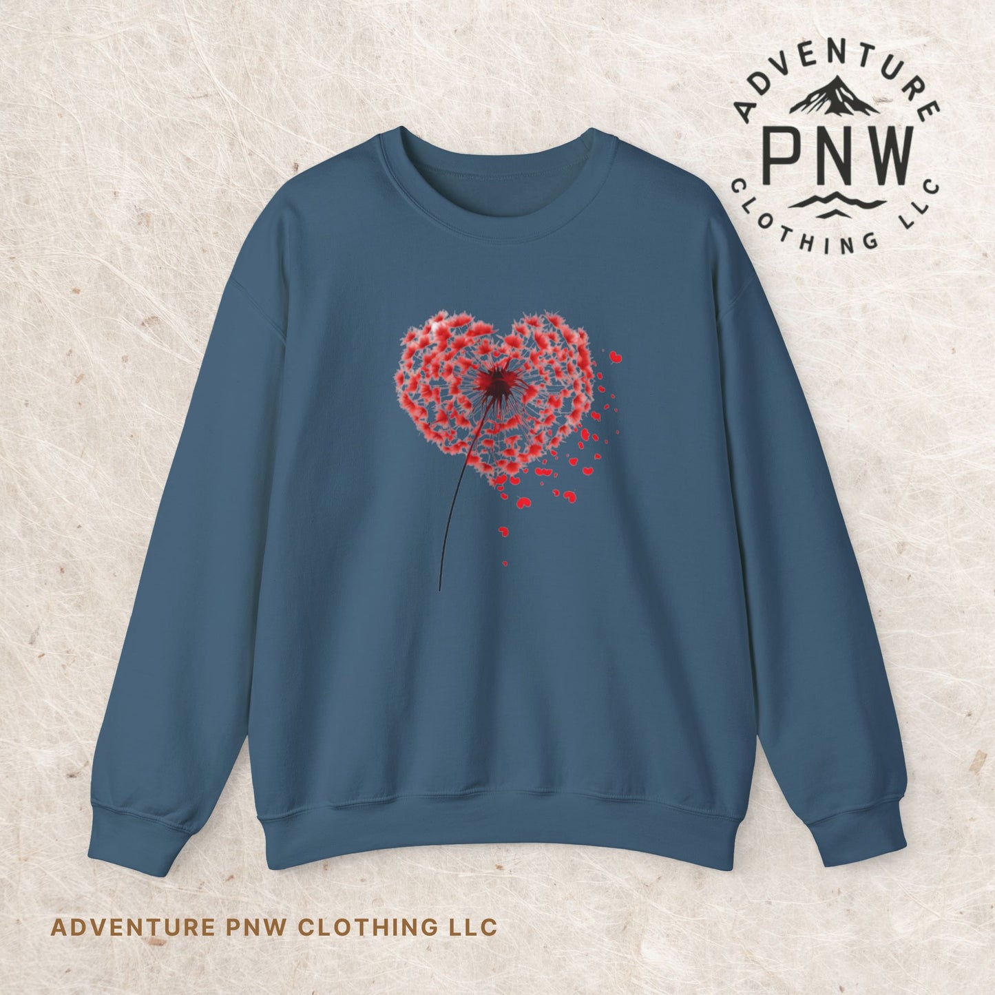 Adventure Dandelion Heart Valentine Sweatshirt – Unisex