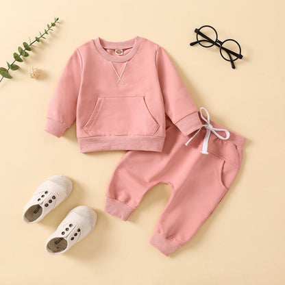 Clothing New Casual Solid Color Hoodie Long Sleeve Solid Color Trousers Two-piece Set