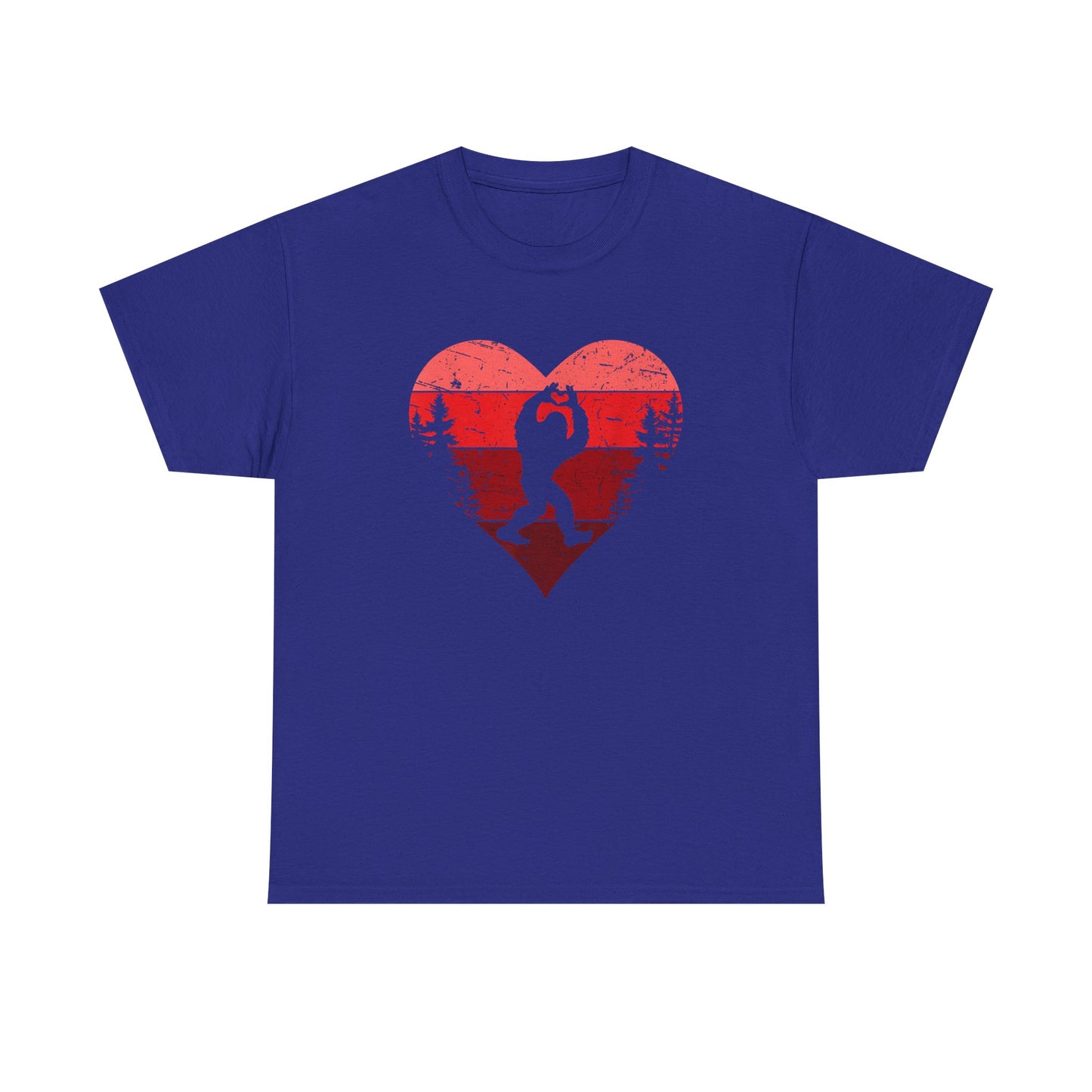 Bigfoot Valentine Shirt –Adventure Retro Heart Gesture Tee