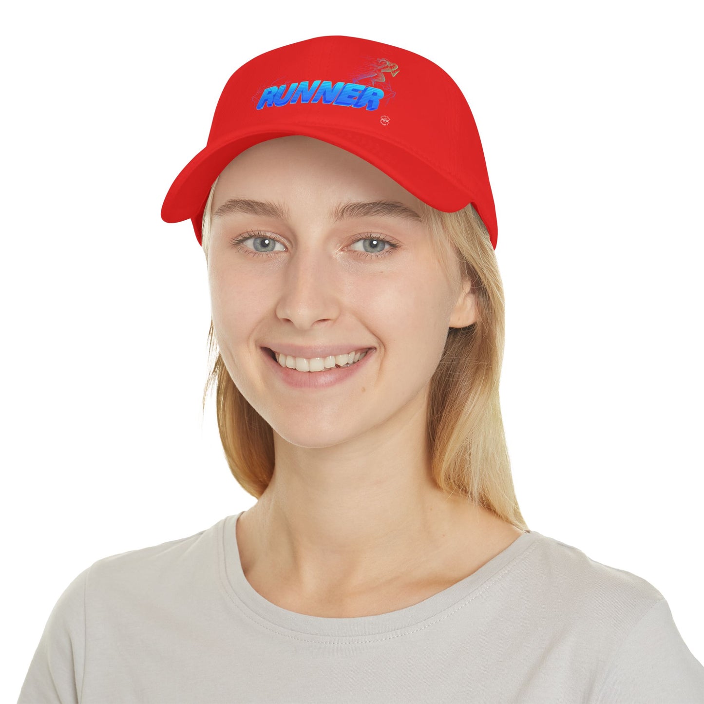 Runner Red Low Profile Baseball Cap - Stylish Hat for Runners, Casual Wear, Gift for Athletes, Running Events, Outdoor Activities