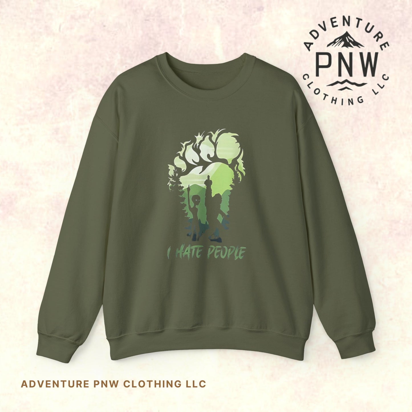Funny Adventure Bigfoot & Alien “I Hate People” Sweatshirt