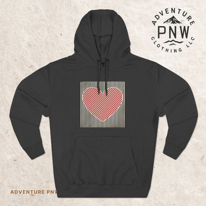 Retro Valentines Heart Hoodie, Cute Love Sweatshirt, Womens Valentines Hoodie, Teacher Mom Heart Hoodie, Vintage Three-Panel Fleece