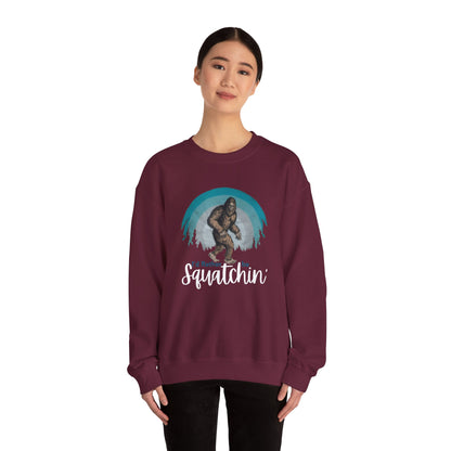 Squatchin Sweatshirt, Bigfoot Crewneck, Sasquatch Sweater, Vintage Yeti Jumper, Funny 80s Hoodie