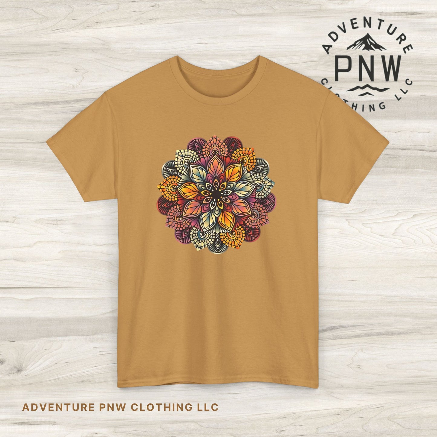 Mandala Floral Printed T Shirt, Women Casual Outdoorsy Tee for Glamping & Hiking, Adventure Shirt, Boho Style Top