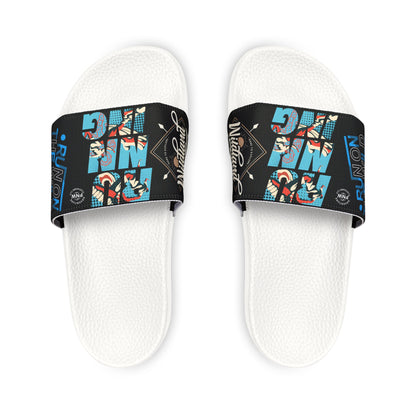 Trendy Women's Sandals, Fun Graphic Slide Sandals, Stylish Summer Footwear, Poolside Slides, Comfortable Casual Sandals