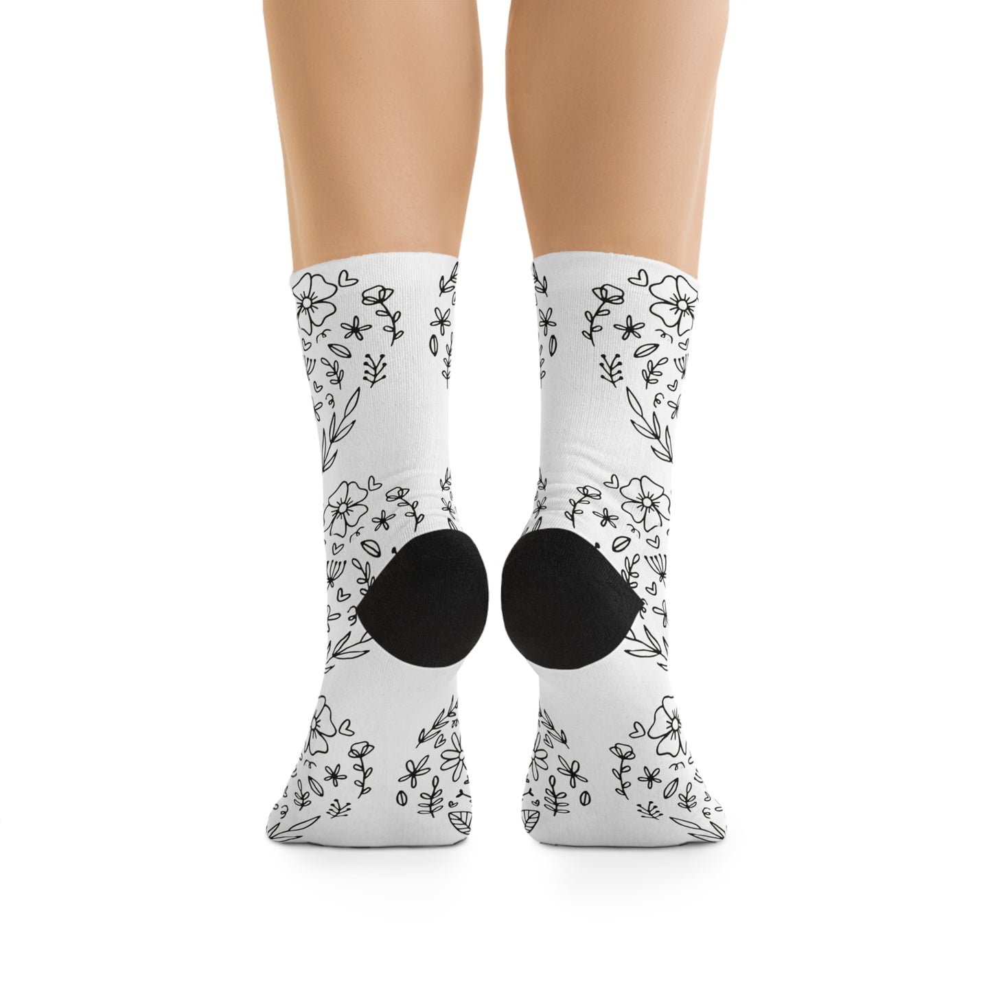 Socks, Floral Heart Design, Boho Flower Lover Gift, Minimalist Botanical, Valentine's Day Socks, Cute Nature