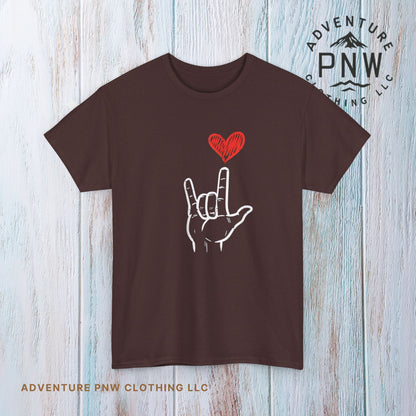 Valentines Day I Love You Hand Sign Heart Unisex T-Shirt, Gift for Him or Her, Valentines Tee, Love Gesture Graphic Tee, Romantic Shirt,