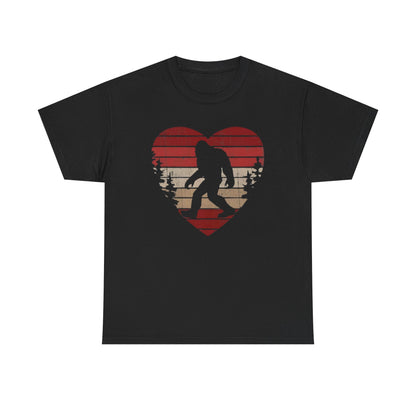 Bigfoot Heart Valentines Day Unisex Tee, Love Sasquatch Shirt, Valentines Day Shirt for Men Boys Girls Kids, Bigfoot Lover Gift, Cute