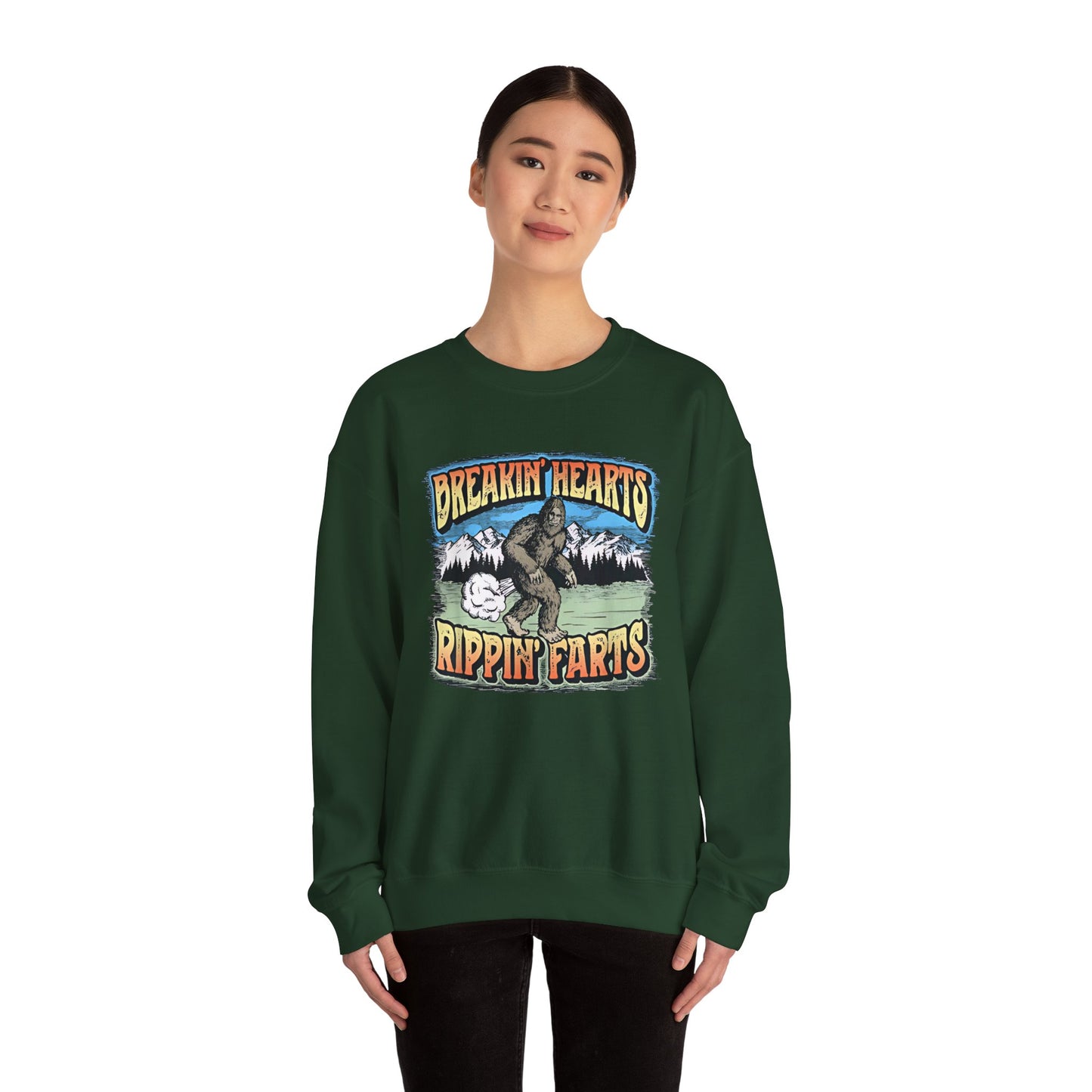 Adventure Breakin’ Hearts Rippin’ Farts Bigfoot 80s Sweatshirt