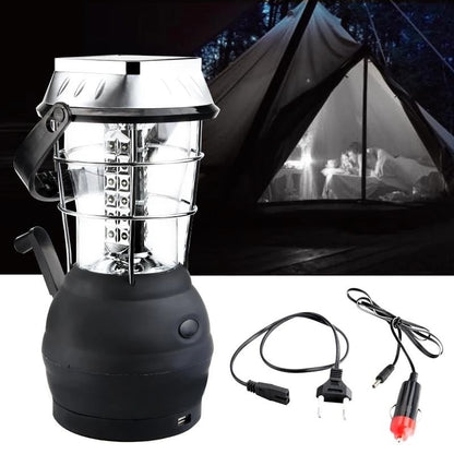 Camping Light Model 2860 | Solar & Hand-Crank Rechargeable Black Outdoor Light