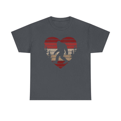 Bigfoot Heart Valentines Day Unisex Tee, Love Sasquatch Shirt, Valentines Day Shirt for Men Boys Girls Kids, Bigfoot Lover Gift, Cute