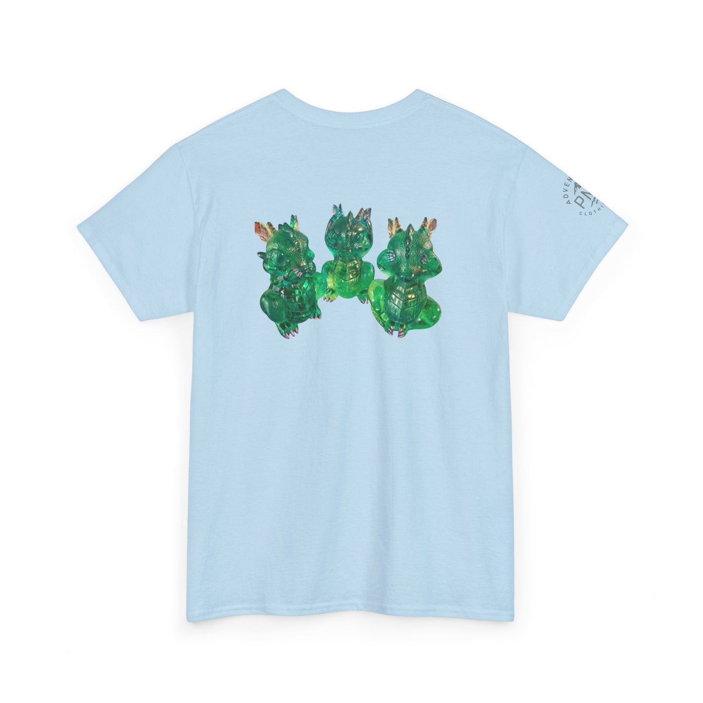 "Green speak/ hear/ see no evil dragons"