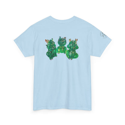 "Green speak/ hear/ see no evil dragons"