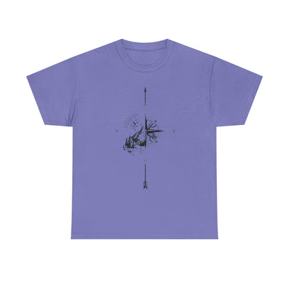 Mountain Compass Pattern Unisex Tee, Adventure Lover Hiking Tshirt, Traveler Gift Shirt, Nature Outdoor Top