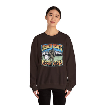 Adventure Breakin’ Hearts Rippin’ Farts Bigfoot 80s Sweatshirt