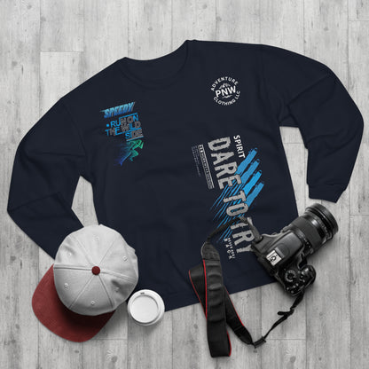 Outdoor Adventure Unisex Crew Neck Sweatshirt - Running Hiking PNW Athletic Pullover, Softstyle Apparel, Dare to Try, Adventure Clothing,