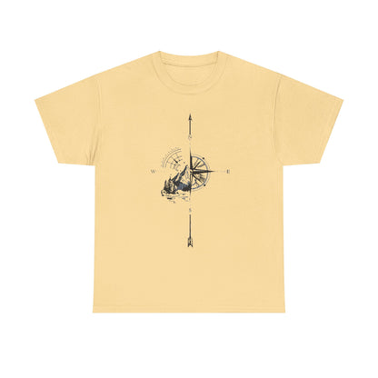 Mountain Compass Pattern Unisex Tee, Adventure Lover Hiking Tshirt, Traveler Gift Shirt, Nature Outdoor Top