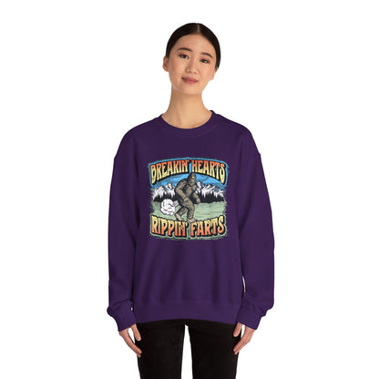 Breakin Hearts Rippin Farts Funny Sasquatch Bigfoot 80s Unisex Sweatshirt - Funny Gift, Bigfoot Lover, Funny Sweatshirt, Sasquatch Shirt,