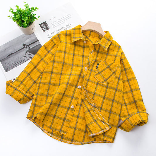 Children's Shirt Pure Cotton Children's Wear Plaid