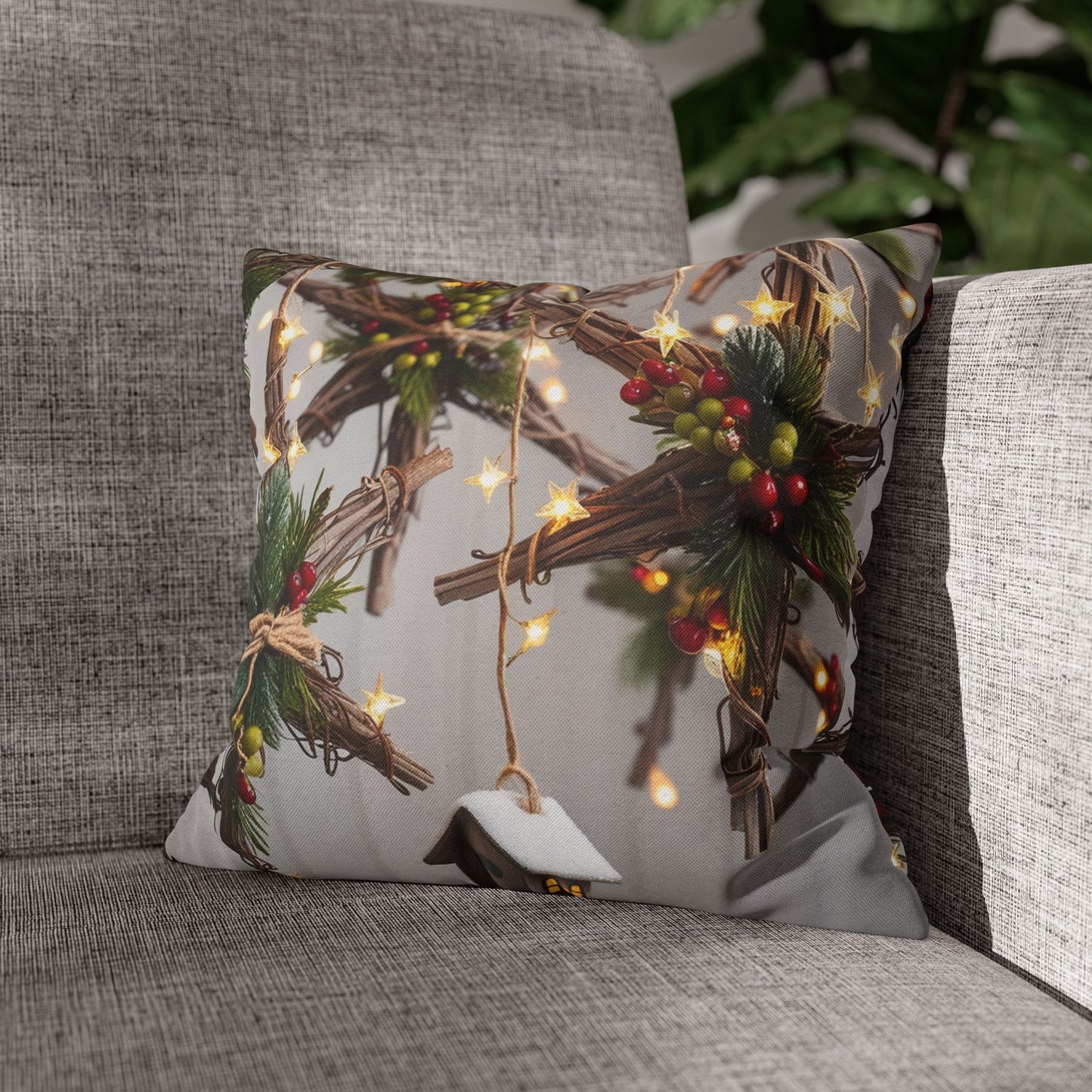 Spun Christmas Polyester square Pillowcase | Christmas Adventure decorations