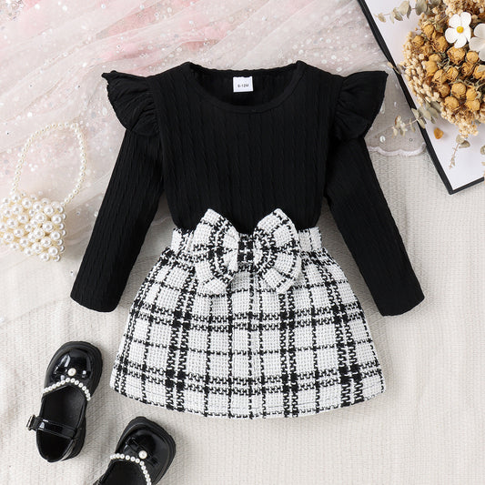 Fashion Personality Sunken Stripe Bow Girl Suit