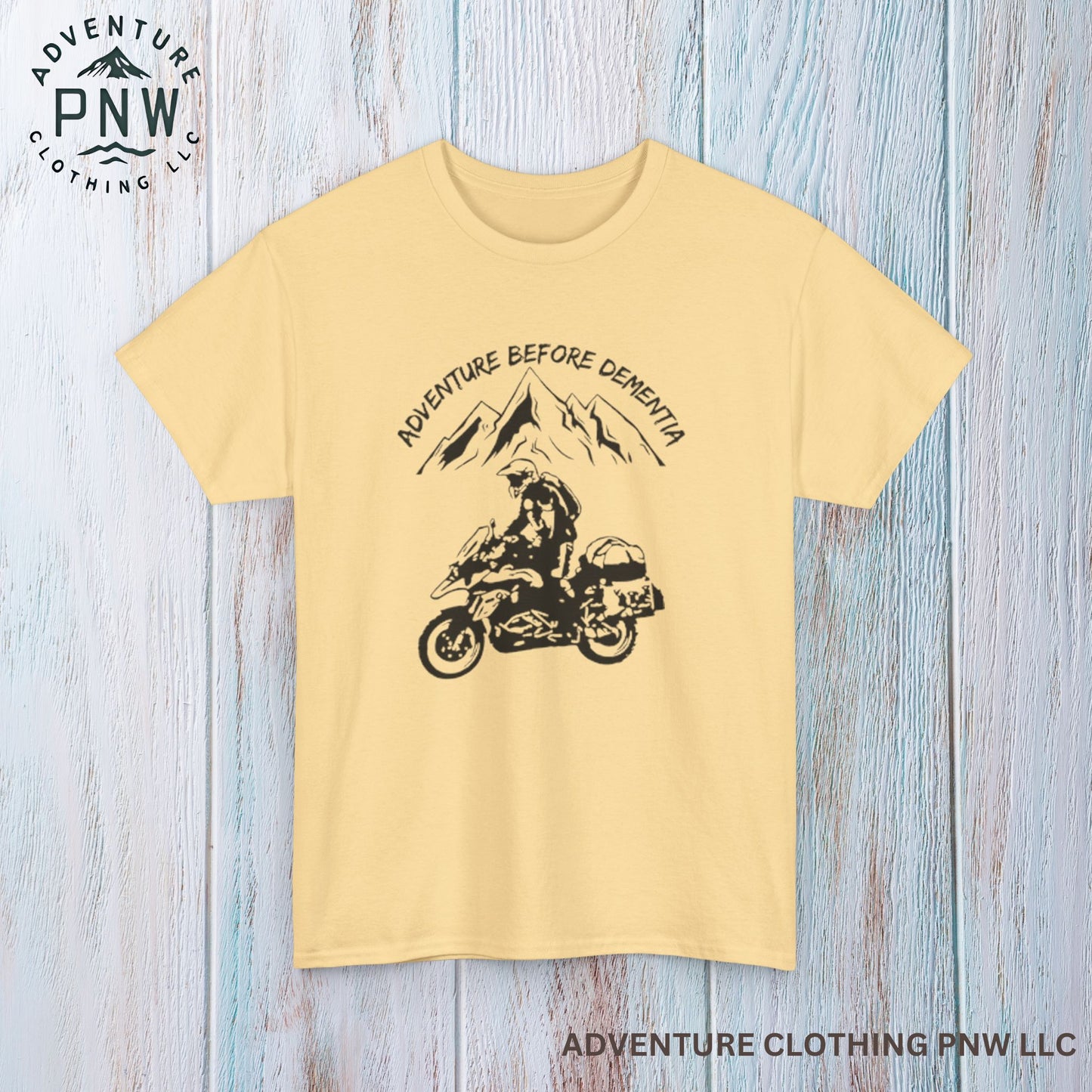 Adventure Before Dementia T-Shirt, Motorcycle & Mountain Travel Tee, Unisex Hiking and Camping Shirt for Outdoor Enthusiasts