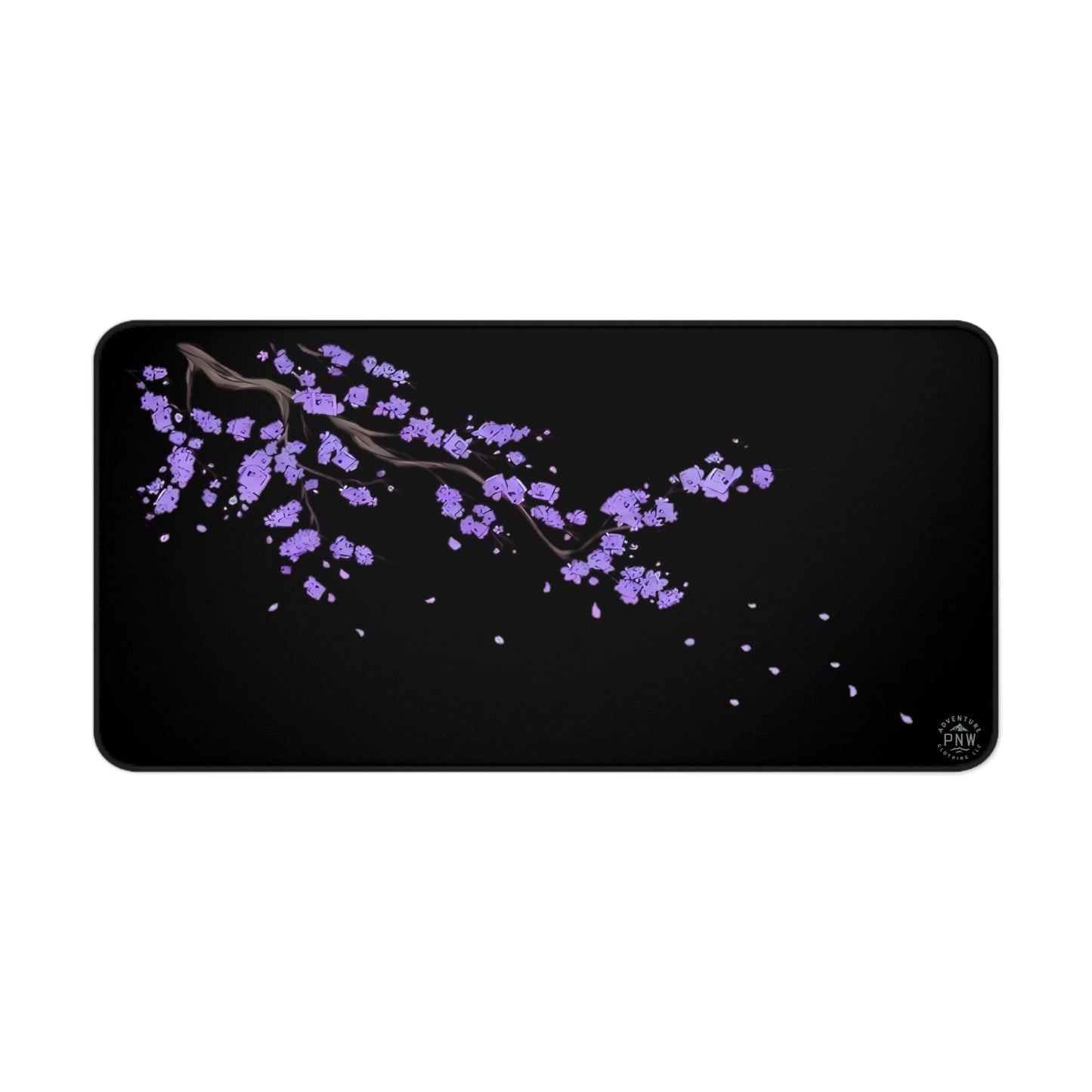 Kawaii Purple Desk Mat Black for Nature Lover, Cute Desk Pad, Office Decor, Mouse Pad, Gift for Coworker, Floral Mouse Mat, Gift for Gamer