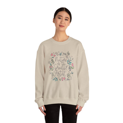 Nature Is The Greatest Artist Sweatshirt, Cute Flower Jumper, Wildflower Top, Floral Pullover, Valentine's Day Gift