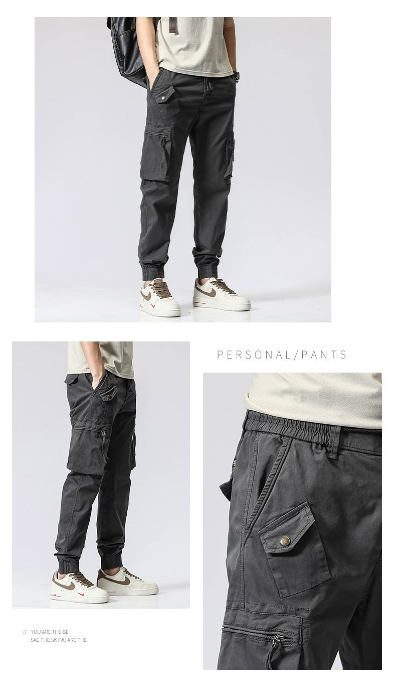 Men's Casual Multi-Pocket Jogger Pants | Elastic Waist Pure Cotton