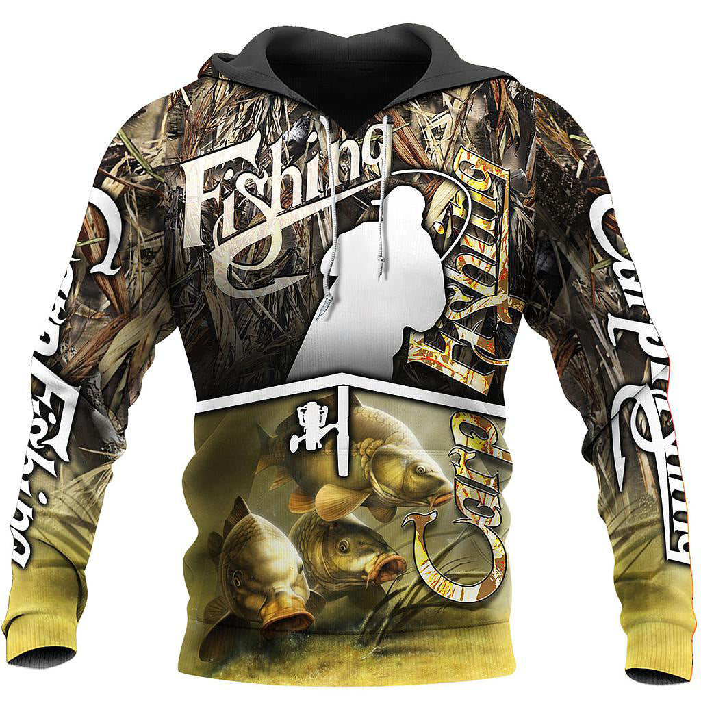 Fishing Enthusiasts Hoodie Digital Printing Outdoor Sports Loose Hoodie With Hood