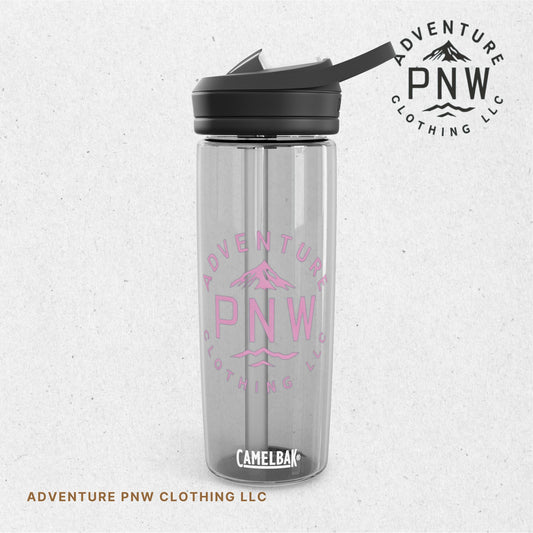 Personalized Pink Logo CamelBak Eddy® Water Bottle | Adventure PNW Mountain | 20oz & 25oz Durable Tritan™