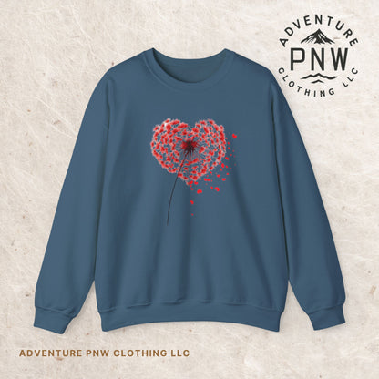 Dandelion Heart Sweatshirt, Valentine Sweatshirt, Wildflower Sweatshirt, Valentine Flower Sweatshirt, Love Sweatshirt - Unisex Sweatshirt