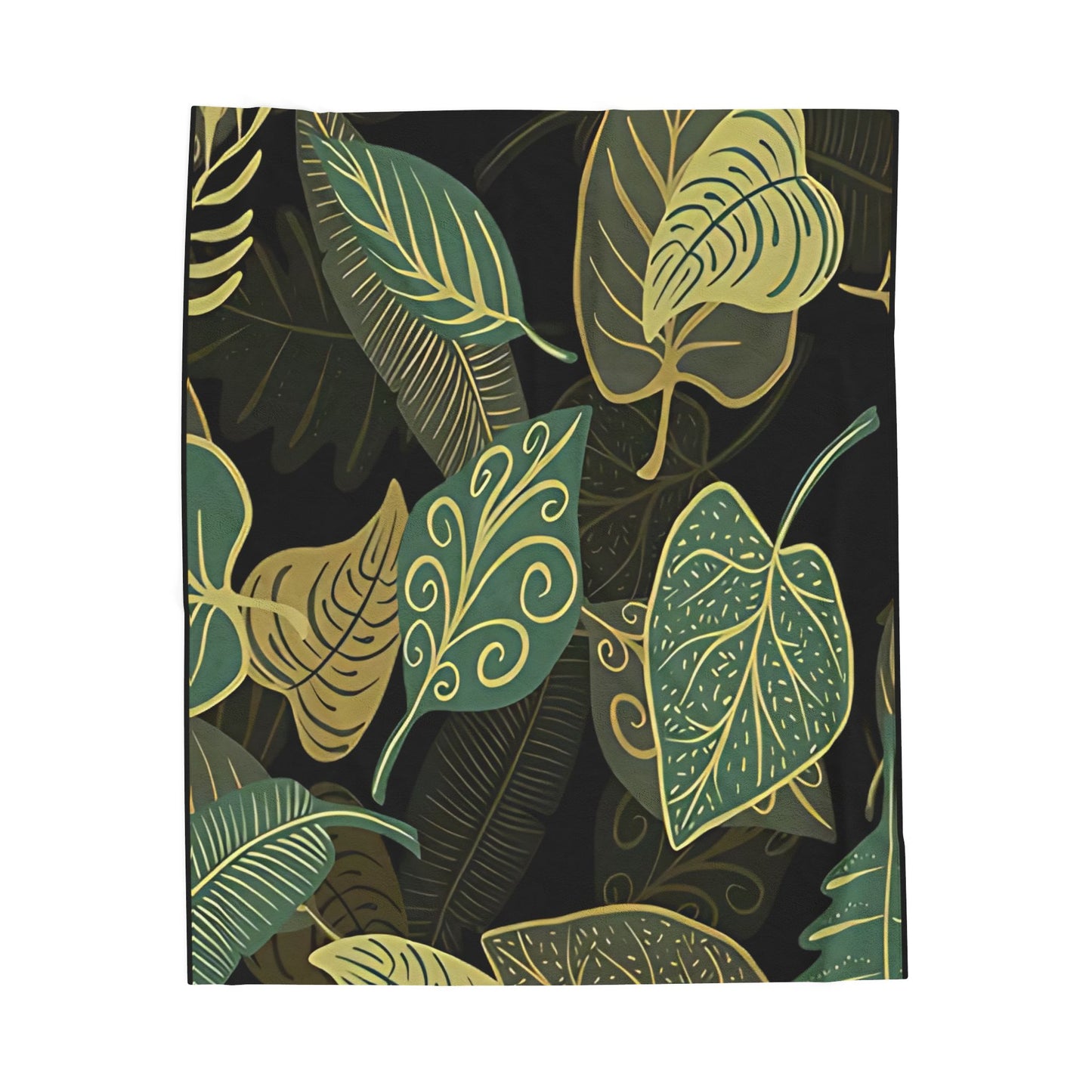 Velveteen Blanket, Unique Nature with Leaves, Plant Lover Gift, Autumn Home Decor, Cozy Plush Throw, Botanical Fleece Bedding