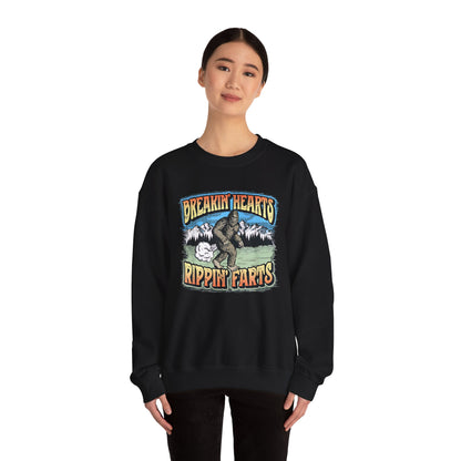 Adventure Breakin’ Hearts Rippin’ Farts Bigfoot 80s Sweatshirt