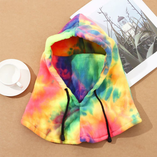 Thermal Hood Polar Fleece Tie-dye Face Mask Mountain Skiing Fleece Scarf