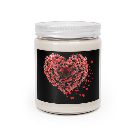 Dandelion Heart Candle, Valentine Candle, Wildflower Candle, 9oz Scented Candle, Lovers Candle, Gift for Valentines, Valentine Flower