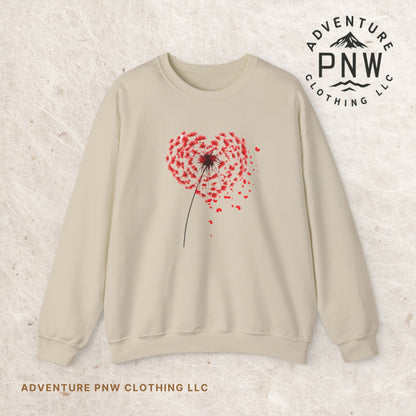 Adventure Dandelion Heart Valentine Sweatshirt – Unisex