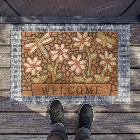 Doormat, Floral Spring Summer Flowers Entrance Mat, Nature Lover Door Rug, Outdoor Welcome Mat, Garden Front Porch Decor