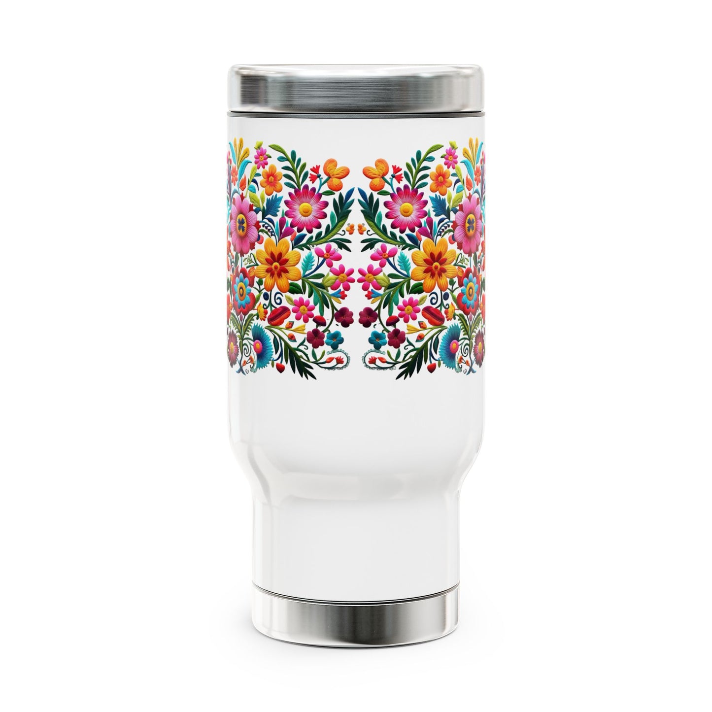 Floral Travel Mug, 14oz Stainless Steel Tumbler for Outdoor Trip, Hike, Adventure, Nature Lover - Alternative: Nature Mug, Floral Camping