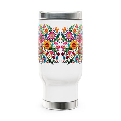 Floral Travel Mug, 14oz Stainless Steel Tumbler for Outdoor Trip, Hike, Adventure, Nature Lover - Alternative: Nature Mug, Floral Camping