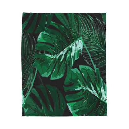 Velveteen Plush Blanket, Nature Leaves Plant Lover Gift, Cozy Home Decor Gift, Unique Botanical Throw Blanket, Greenery Bedspread