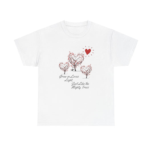 Grow in Love's Light Tree Heart T-Shirt, Outdoors Campers Top, Forest, Nature Lovers Gift, Love Shirt, Valentines day unisex Tshirt