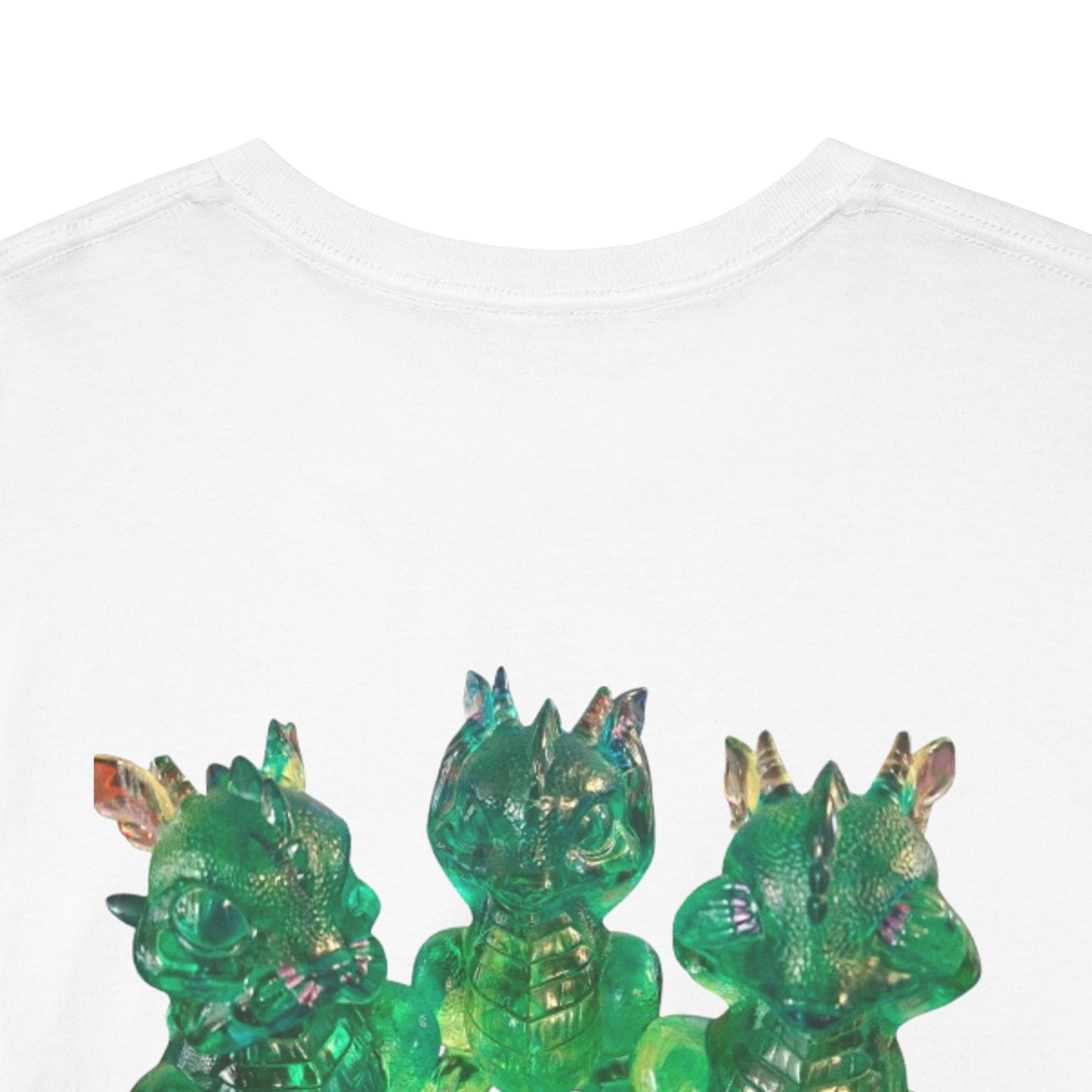 "Green speak/ hear/ see no evil dragons"