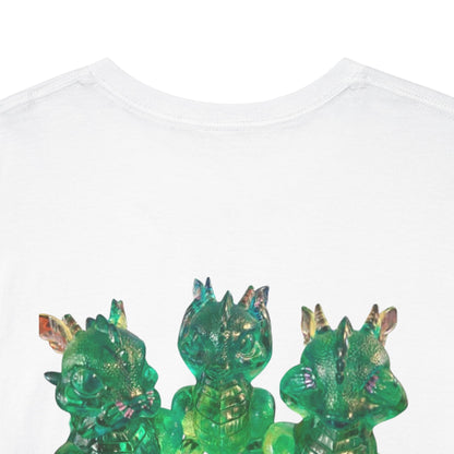 "Green speak/ hear/ see no evil dragons"