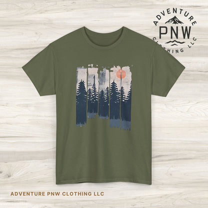 Forest Mountain T Shirt, Nature Lover Hiking Outdoorsy Tee, Glamping Adventure Vintage Tshirt, 90s Retro Camping Top, Unisex Heavy Cotton